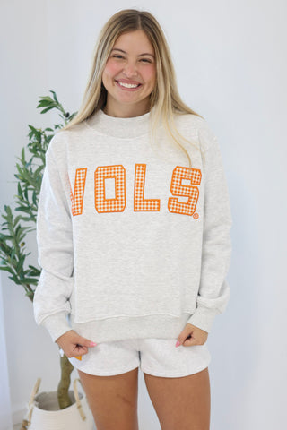 Stadium Lights Gingham Mockneck- Vols