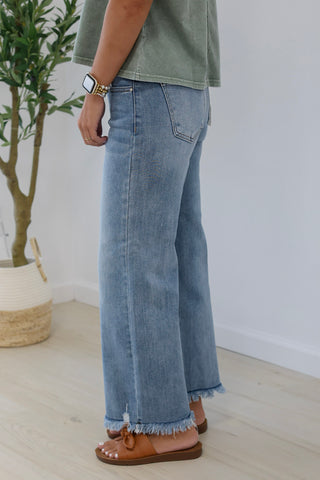 Drinks on Me Mid Rise Crop Jeans by Risen in Light Wash