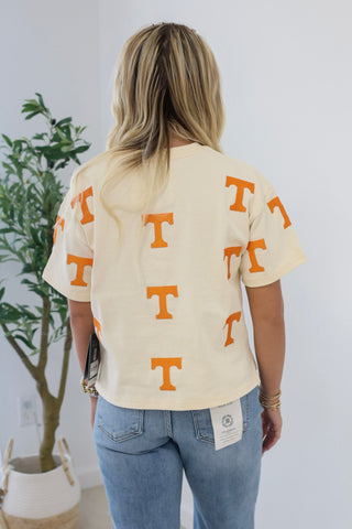 Tenn Ritter Cropped Tee in Cream