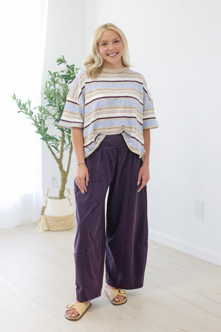 No Worries Plum Barrel Pants