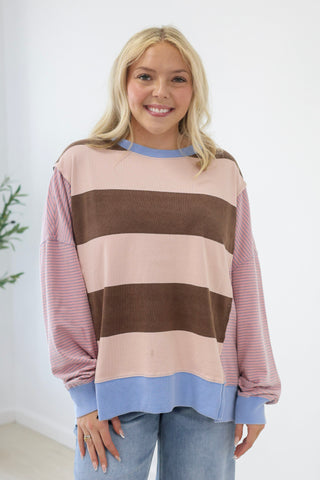 Mix it Up Striped Top in Chocolate Strawberry