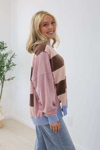 Mix it Up Striped Top in Chocolate Strawberry