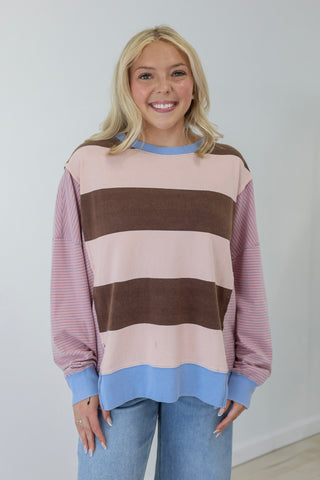 Mix it Up Striped Top in Chocolate Strawberry