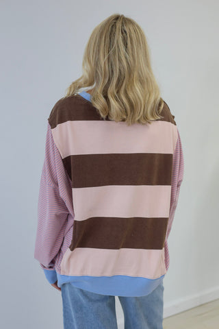 Mix it Up Striped Top in Chocolate Strawberry