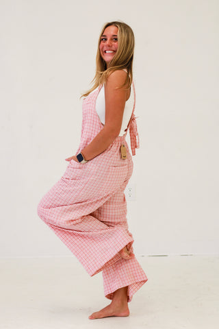 Perfectly Precious Pink Plaid Jumpsuit