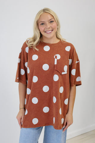 Cinnamon Sugar Polka Dot Top