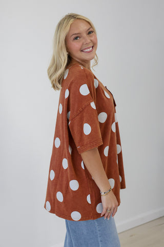 Cinnamon Sugar Polka Dot Top