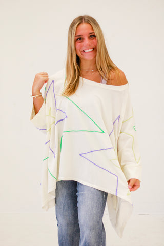 Over the Rainbow Star Top in White by Oli & Hali