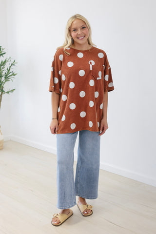 Cinnamon Sugar Polka Dot Top