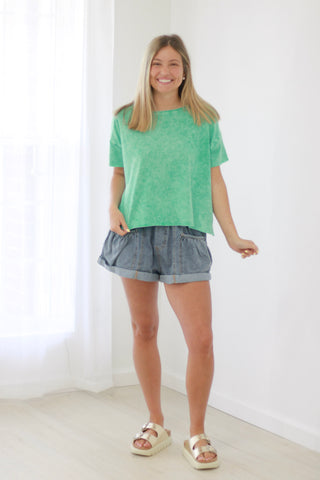 No Questions Asked Basic Tee in Kelly Green