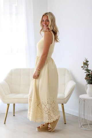 Call Me Your Girl Midi Dress in Light Yellow