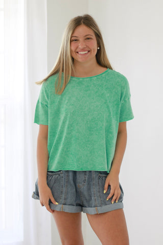No Questions Asked Basic Tee in Kelly Green