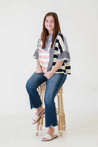 Beach Breeze Washed Stripe Top in Blue by Oli & Hali