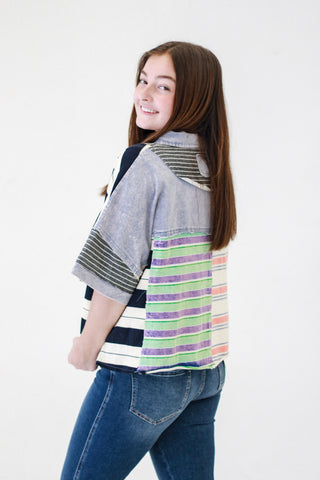 Beach Breeze Washed Stripe Top in Blue by Oli & Hali