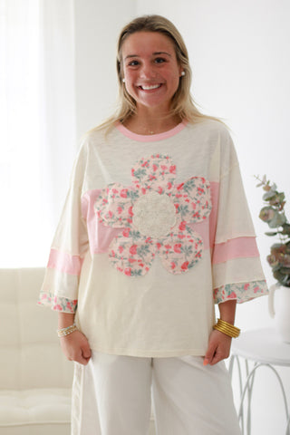 Fun with Florals Cream Top
