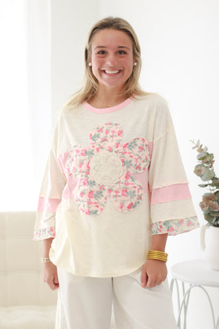 Fun with Florals Cream Top