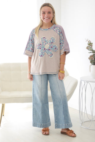 Crushing on You Mixed Print Top