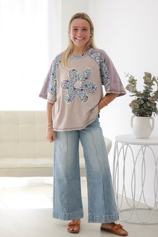 Crushing on You Mixed Print Top