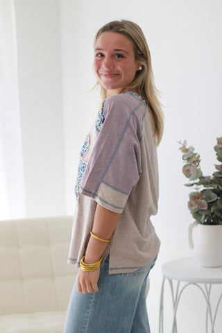 Crushing on You Mixed Print Top