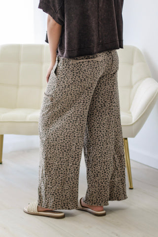 Drawn to You Cheetah French Terry Pants in Ash Mocha