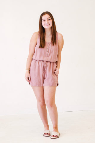 Playful Promenade Scoop Neck Romper in Creamy Marsala