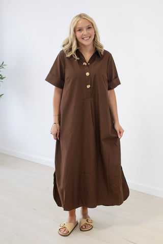 Fall Vision Midi Dress in Brown