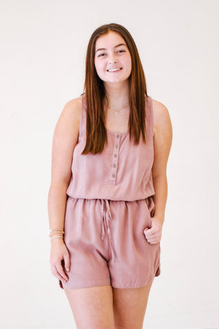 Playful Promenade Scoop Neck Romper in Creamy Marsala