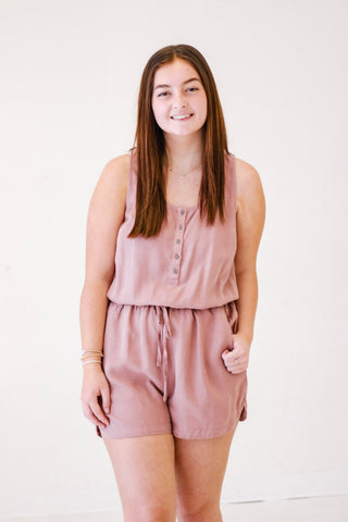 Playful Promenade Scoop Neck Romper in Creamy Marsala
