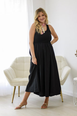 Setting Sail Midi Dress in Black