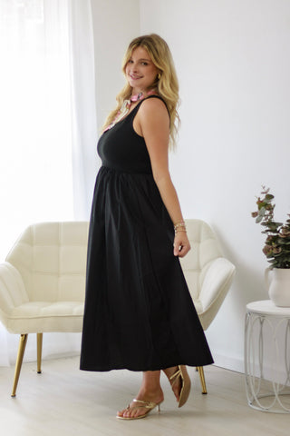 Setting Sail Midi Dress in Black