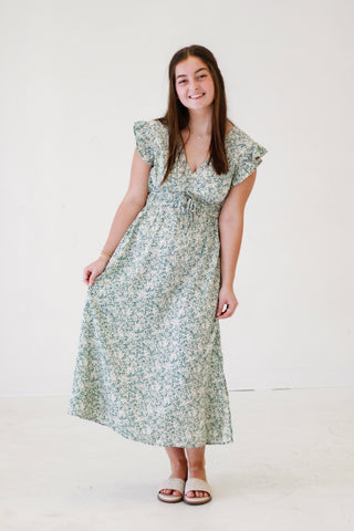 Dance Into Spring Floral Midi Dress in Dt.Blue