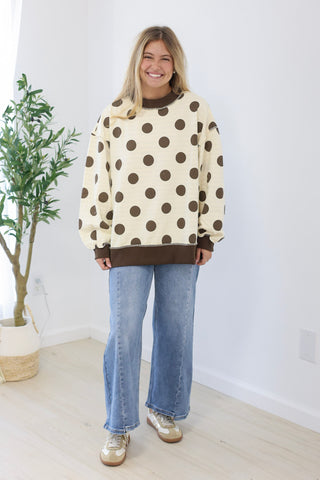 Fall Time Favorite Reversible Stripe/Polka Dot Pullover