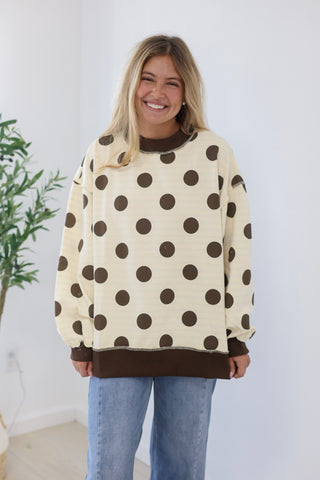 Fall Time Favorite Reversible Stripe/Polka Dot Pullover