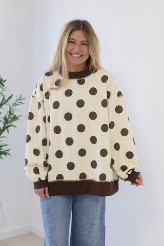 Fall Time Favorite Reversible Stripe/Polka Dot Pullover