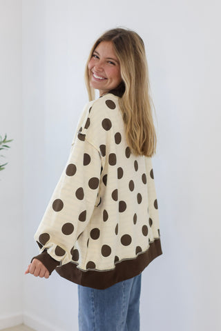 Fall Time Favorite Reversible Stripe/Polka Dot Pullover