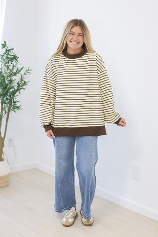 Fall Time Favorite Reversible Stripe/Polka Dot Pullover