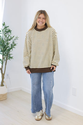 Fall Time Favorite Reversible Stripe/Polka Dot Pullover