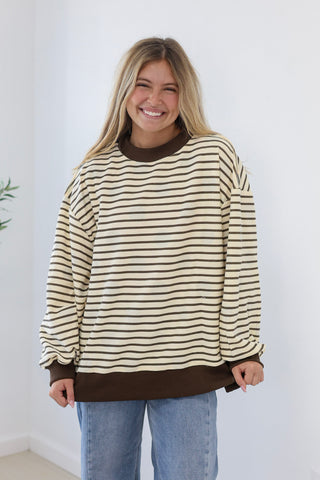 Fall Time Favorite Reversible Stripe/Polka Dot Pullover
