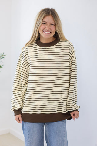 Fall Time Favorite Reversible Stripe/Polka Dot Pullover
