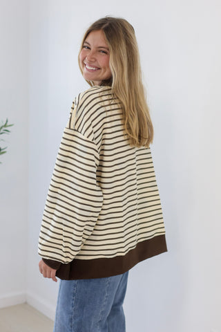 Fall Time Favorite Reversible Stripe/Polka Dot Pullover