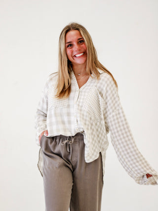 Plaid Picnic Party Shirt in Taupe