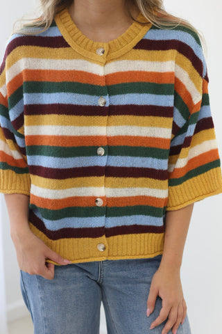 Quiet Weekend Multi Striped Cardigan Top