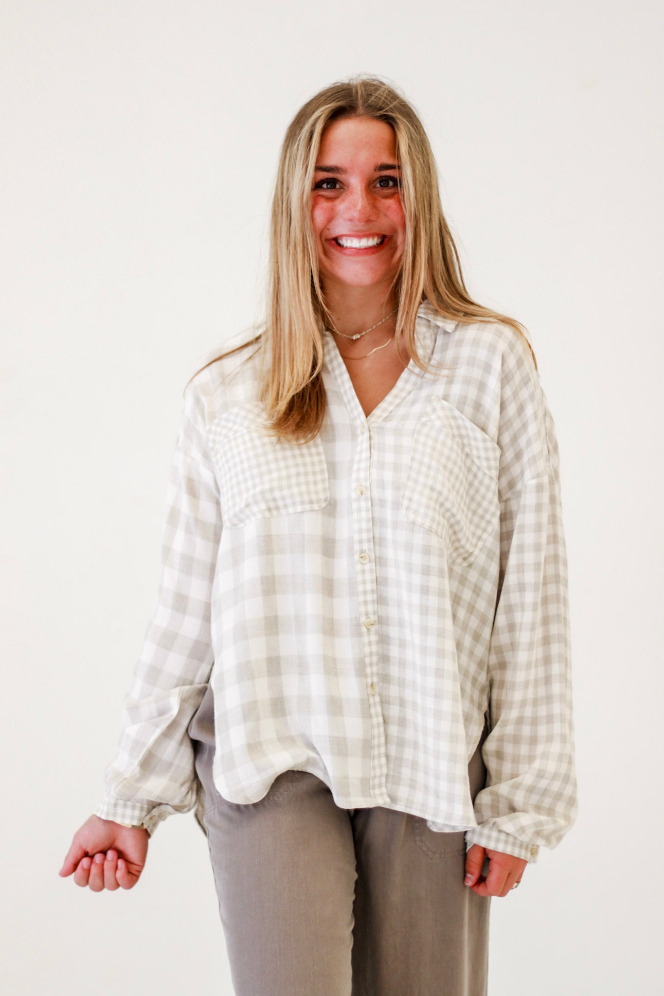 Plaid Picnic Party Shirt in Taupe