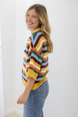 Quiet Weekend Multi Striped Cardigan Top