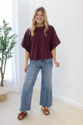 More to Love Merlot Knit Top