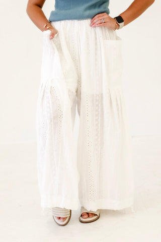 Sunshine Breeze Fringe Fun Linen Pants in Off White by Oli & Hali