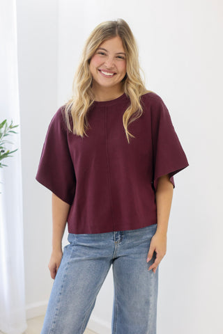 More to Love Merlot Knit Top