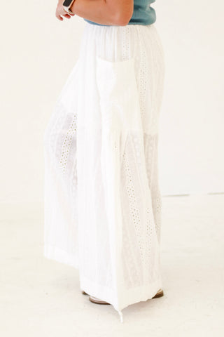 Sunshine Breeze Fringe Fun Linen Pants in Off White by Oli & Hali