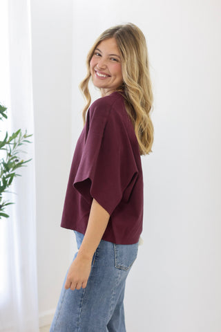 More to Love Merlot Knit Top