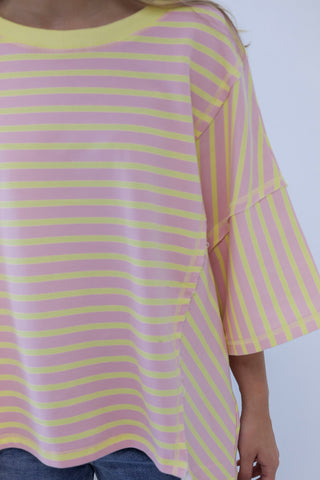 Details Like These Striped Top in Yellow/Pink
